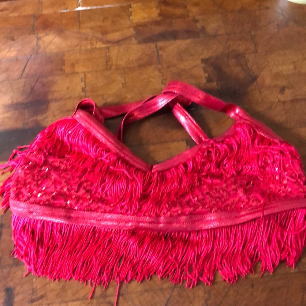 Red dance costume bra top